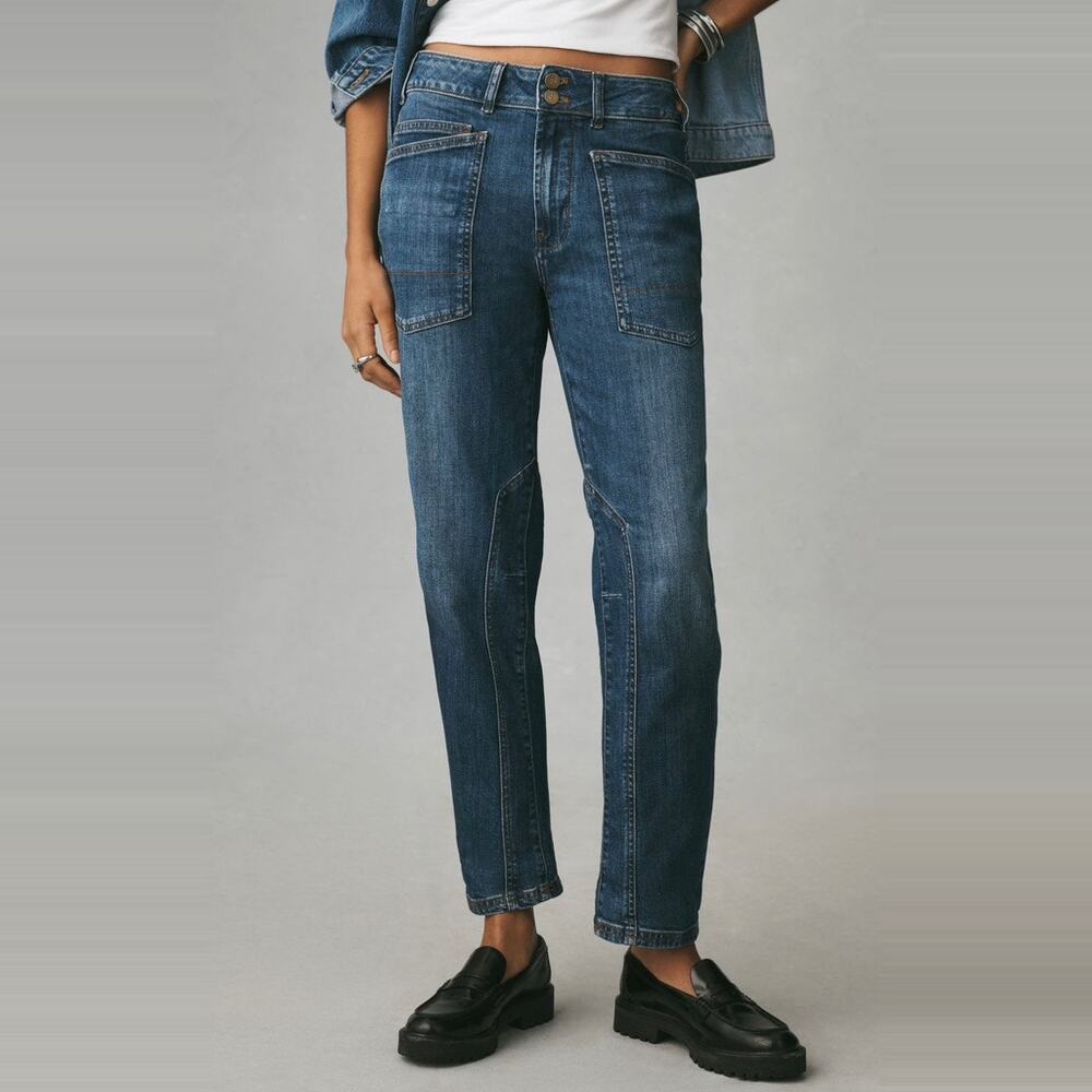 Anthropologie Pilcro Wanderer Mid Rise Relaxed Utility Taper Jeans Womens 27